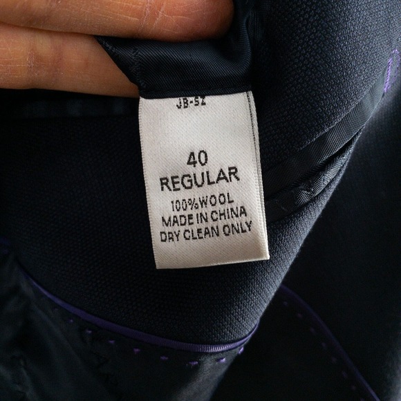 Jhane Barnes Blazer Jacket Mens 40R Blue 100% Wool Two Button Athletic Fit - Picture 14 of 14